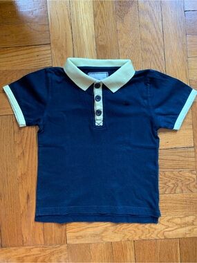 Marie Chantal Boys Navy Polo with Contrast Yellow Collar - Made in Portugal